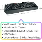 Schwaiger USB Gaming Keyboard Tastatur RGB LED Beleuchtet Smartphone-Halterung – Bild 5