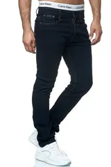 Herren Jeans Hose Regular Fit Dunkelblau Gerades Bein Stonewashed 2021 – Bild 7