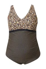 Ulla Popken Damen große Größen Badeanzug ohne Softschalen Leo Streifen 839803 – Bild 8