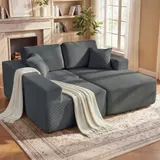 Ecksofa mit Schlaffunktion, L-Form 267 cm Schlafsofa mit Wurfkissen Dunkelgrau – Bild 3