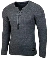 Herren Pullover Slim Fit Rundhals Strick-Pullover Longsleeve in Feinstrick B-132 – Bild 1