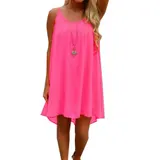 Damen Chiffon Hohl Urlaubkleid Sommerkleid Lose Strandkleid Freizeit Minikleid – Bild 10