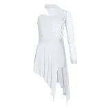 DE Mädchen Tanzkleid Langarm Ballett Tanzrock Ein Schulter Spitze Ballettkleid – Bild 4
