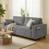 HOMCOM 3-Sitzer Sofa, 217 cm Couch mit Breiten Armlehnen, 2 Kissen, Cord-Optik – Bild 1