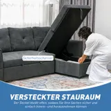 HOMCOM Schlafsofa Ecksofa mit Bettfunktion 3er Couch mit Stauraum Dunkelgrau – Bild 6