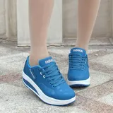 Laufschuhe Damen Plateau Schnürer Turnschuhe Dämpfung Keilabsatz Fitnessschuhe – Bild 10