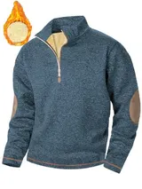 Herren Sweatshirt Pullover Half Zip Pullover Warm Stehkragen Langarm Mäntel Tops – Bild 7