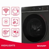 12kg Waschmaschine Frontlader Mattschwarz App WLAN Inverter AquaStop Inverter – Bild 6