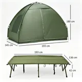 Outsunny Campingzelt Erhöhtes Campingbett Kuppelzelt Luftmatratze mit Pumpe Taft – Bild 4