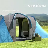 Outsunny Tunnelzelt Campingzelt für 4 Personen mit 2 Schlafzimmern Wohnbereich – Bild 6