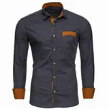 Hemd Herren Slim Fit Business Freizeit Hochzeit Shirt Hemden Langarm RS-7205 – Bild 1