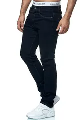 Herren Jeans Hose Regular Fit Dunkelblau Gerades Bein Stonewashed 2021 – Bild 6