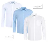 Pierre Cardin Herren Hemd Langarm Regular Fit – Freizeit & Business, Weiß/Blau – Bild 7