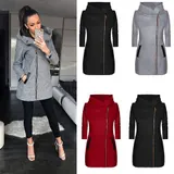 Damen Mantel Langarm Jacke Damenjacke Strehkragen warm Herbst Übergangsjacke – Bild 4