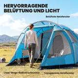 Outsunny Tunnelzelt für 3 Personen Campingzelt mit Zwei Räumen UV-Schutz Blau – Bild 7