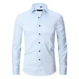 Stretch Hemd Herren Langarm Businesshemd Slim fit Hemden Kentkragen Freizeithemd – Bild 1