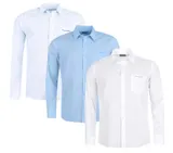 Pierre Cardin Herren Hemd Langarm Regular Fit – Freizeit & Business, Weiß/Blau – Bild 2