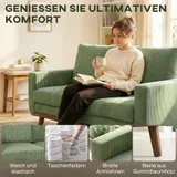 Sofa 2 Sitzer 134 cm Cord Couch mit dicker Rückenlehne, Holzlatten-Akzent – Bild 5
