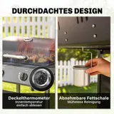 Outsunny Gasgrill 5 KW 2 Brenner BBQ Grillwagen Edelstahl inkl Seitentisch – Bild 8