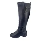 Damen Stiefel Boots Winterstiefel Gefüttert Blockabsatz Profilsohle Leder-Optik – Bild 4