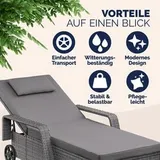 CASARIA® Sonnenliege Gartenliege mit Rollen Polyrattan Wetterfest Relaxliege – Bild 9