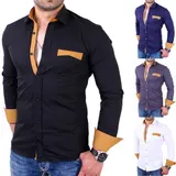 Hemd Herren Slim Fit Business Freizeit Hochzeit Shirt Hemden Langarm RS-7205 – Bild 11