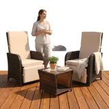 Gartenset 2 Sessel und Tisch Polyrattan Sitzgarnitur Gartenmöbel Lounge Braun – Bild 4