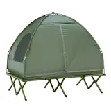 Outsunny Campingzelt Erhöhtes Campingbett Kuppelzelt Luftmatratze mit Pumpe Taft – Bild 3