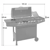 TAINO BASIC 6+1 Gasgrill BBQ GRILLWAGEN Edelstahl Brenner Seitenkocher TÜV Grill – Bild 3