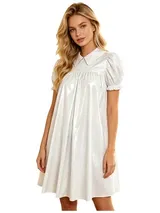 DE Damen Lack Leder Kleid Nachthemd Babydoll Tunika Kleid Streetwear Minikleid  – Bild 9