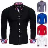 Reslad Herren-Hemd Slim Fit Button-Down Langarm Business Hochzeit Freizeit 7015 – Bild 4