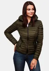 Marikoo Samtpfote Damen Jacke Steppjacke Frühling Übergangsjacke gesteppt Kapuze – Bild 4