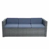Rattan Lounge Sitzgruppe Gartenmöbel Set Sofa Couch 3-Sitzer Rattanmöbel Grau – Bild 5