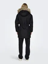 Only Damen Winter-Jacke OnlIris einfarbiger Parka Mantel Kapuze mit Fell Winter. – Bild 4