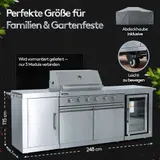 Outdoor Küche Gasgrill Edelstahl 6 Brenner 24,1 kW mit Spüle & Kühlschrank – Bild 8