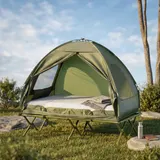 Outsunny Campingzelt Erhöhtes Campingbett Kuppelzelt Luftmatratze mit Pumpe Taft – Bild 9