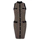 Damen Bodycon Minikleid mit Mäander-Muster Beige-Schwarz #MK3079 – Bild 9