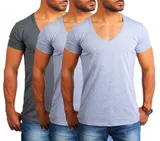 Herren basic T-Shirt Young & Rich extra tiefer V-Ausschnitt slimfit stretch 1315 – Bild 1