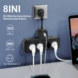 Steckdosenleiste 4-Fach 4 USB Mehrfachsteckdose mit Flachstecker und Schalter – Bild 5