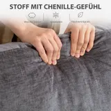 HOMCOM 3-Sitzer Sofa, Couch mit Armlehnen, Stahlbeinen, Chenille-Optik, Grau – Bild 7