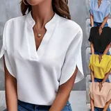 Damen T-Shirt Kurzarm V-Ausschnitt Hemd Bluse Freizeit Oberteile Tops Sommer DE – Bild 14