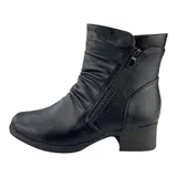 Damen Stiefeletten Boots Stiefel Leicht Gefüttert Blockabsatz Leder-Optik 37-41 – Bild 4