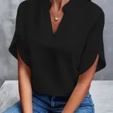 Damen T-Shirt Kurzarm V-Ausschnitt Hemd Bluse Freizeit Oberteile Tops Sommer DE – Bild 12