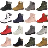 Damen Boots Stiefeletten Stiefel Winterschuhe Gefütterte Schuhe Schnür-Booty – Bild 5