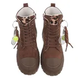 Damen High-Top Sneaker mit Lochschnürung Ital-Design 5534 in Braun – Bild 4
