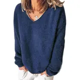Damen-fleece-sweatshirt Mit V-ausschnitt, Pullover Übergröße Pullover Damenmode – Bild 1