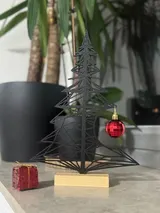 Moderner Weihnachtsbaum Skulptur | 3D Druck Deko Figur mit roter Kugel | Modern – Bild 8