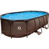 Pool 427x275x100cm Aufstellpool Gartenpool Schwimmbecken Stahlrahmen Oval rattan – Bild 1