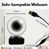 Webcam mit Ringlicht Full HD Lampe USB PC Kamera Konferenz Streaming Gaming – Bild 5