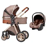 Kinderwagen Casiloo® 3in1 Kombi Buggy Reisebuggy +Auto-Babyschale Faltbar Khaki* – Bild 2